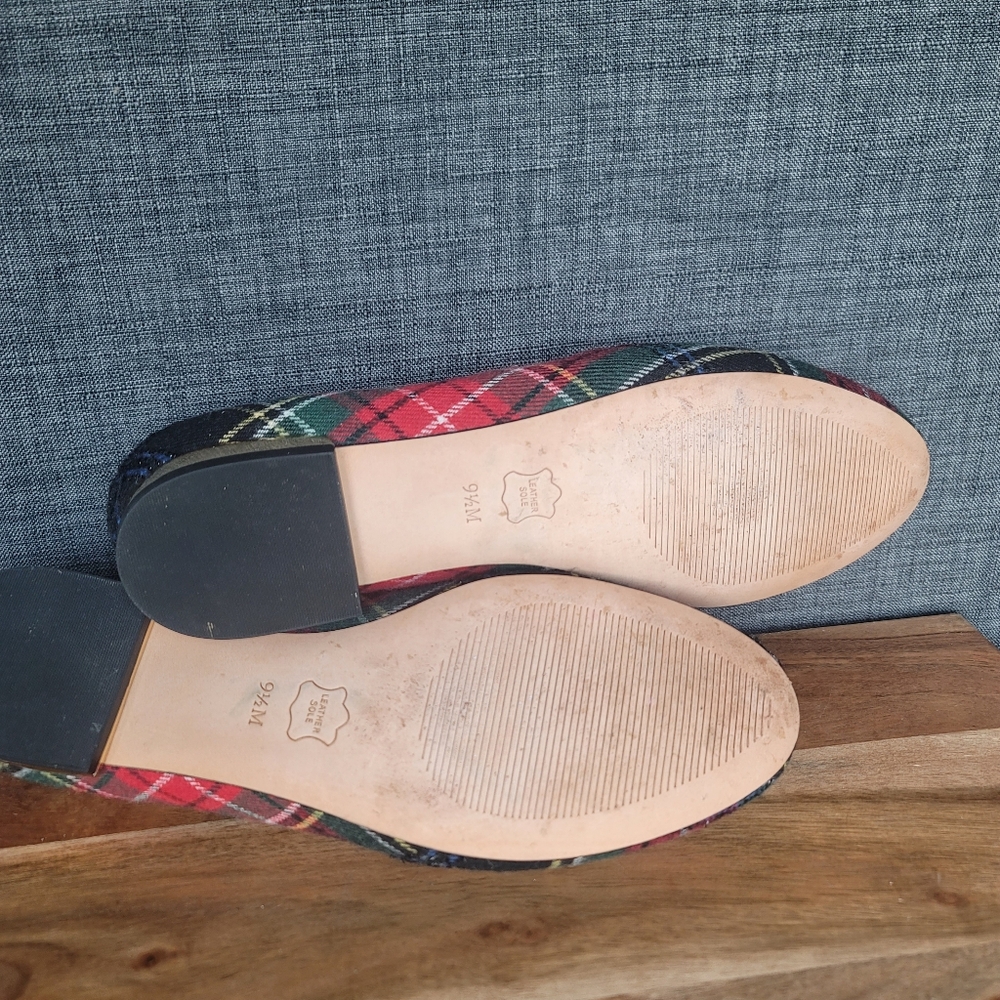 Ryan Embroidered Snowflake Green And Red Tartan Plaid Loafers Talbots - Picture 6 of 8